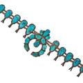 Navajo squash blossom necklace sterling silver with high quality turquoise and six blossoms per side early 20th c 26 12
