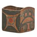 Native american painted box northwest coast with tribal decorations early 20th c 5 14 x 5 12