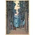 Hiroshi yoshida japanese 18761950 three woodblock prints cryptomeria avenue bamboo wood and himeji castle framed signed and titled bamboo wood with jizuri seal largest 15 14 x 10
