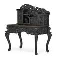 Japanese desk ebonized hardwood with carved vernacular design early 20th c 55 x 50 x 28 12
