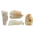Chinese jade carvings four one carp pendant one frog one monkey and one human figure late 19th early 20th c pendant 2 12 x 1 14