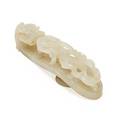 Chinese white jade belt buckle dragon and lizard carved design early 20th c 1 x 3 12
