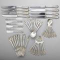 Wallace rose point sterling flatware service six piece partial flatware service for eight 8 dinner forks 7 14 8 salad forks 7 8 round soup spoons 6 8 teaspoons 6 6 solid but