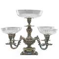 Reed  barton silver plate epergne fourarm with crystal inserts mid 20th c marked 14 34 x 22