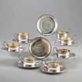 French silver cup holders and plates eight plates 5 38 eight custard cup holders 3 ca 1900 4526 ot