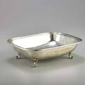 Buccellati sterling bowl cushion form with reeded rim on four scroll feet 20th c marked buccellati italy sterling 2 12 x 8 34 x 7 14 187 ot