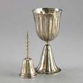 Buccellati sterling bell and wine goblet fluted goblet 6 14 reeded bell with twisted handle 4 58 both marked 87 ot