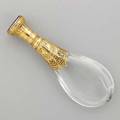 Edwardian gold mounted crystal perfume flask 14k yg with vacant lapis seal at top 4x  282 dwt