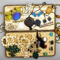 Assorted antique costume bead sterling jewelry twentynine pieces ten bead necklaces includes egyptian revival art deco with celluloid turtle pendant two carved bone and three potentially amber