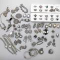 Silver jewelry most with marcasite seventyseven pieces brooches bracelets earrings rings second half 20th c 793 gs gw
