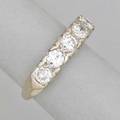 Diamond five stone 14k white gold ring five circular brilliant cut diamonds approx 125 cts above open gallery ca 1950 marked 14k size 6 27 dwt