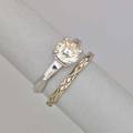 Diamond 14k white gold wedding set oec diamond approx 104 cts prong set in wg with companion guard ring ca 1960 size 5 and 5 14 26 dwt