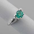 Recent emerald and diamond 14k white gold ring lively round faceted emerald 142 cts diamond thread shoulders approx 33 ct tw unmarked size 6 26 dwt