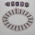 Mexican silver and amethyst necklace and bracelet supple collar necklace and link bracelet with amethyst cabochons and half beads necklace 1 12 x 15 556 ot