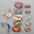 Matisserenoir enameled copper brooches  earrings twentyone pieces palette leaf and lilly designs in gemstone and white mid 20th c all pieces marked matisse renoir or matisse larges