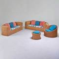 Eero aarnio attr two settees lounge chair ottoman finland 1960s woven wicker upholstery unmarked sofa 24 x 75 x 34
