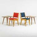 Jens risom paul mccobb two side chairs birch and wool and two birch side tables chair 31 x 17 12 x 20 side table 19 12 x 24 x 18