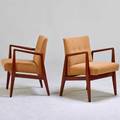 Jens risom jens risom design pair of armchairs usa 1950s walnut upholstery unmarked 31 12x 23 x 23