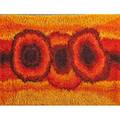 Rya wool area rug in abstract pattern shades of gold red and orange denmark 1960s 80 x 57