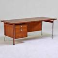 Finn juhl france and sons executive desk denmark 1960s teak mattechromed steel aluminum manufacturer label 28 x 71 x 31 12