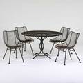 Russell woodard dining set table and four sculptura side chairs usa 1950s enameled iron unmarked chair 32 x 19 x 23 table 29 x 47 12 dia