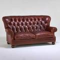 Leathercraft tufted sofa conover nc 1990s leather maple brass upholstery tag 40 x 77 x 42