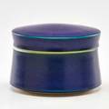 David shaner covered porcelain jar in blue and green mottled glaze big fork mt second half 20th c signed 3 12 x 5 12 dia