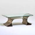 Francois monnet kappa coffee table france 1970s stainless steel glass unmarked 14 12 x 41 x 23 12