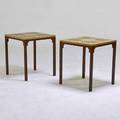 Designer pair of tiletop side tables usa 1960s painted wood ceramic unmarked 26 12 x 23 sq