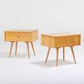 Paul mccobb winchendon planner group pair of single drawer nightstands grand rapids mi 1950s birch brass pulls branded mark to both each 22 34 x 24 x 18