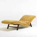 Style of edward wormley chaise lounge usa 1960s upholstery stained walnut unmarked 21 x 71 x 27 12