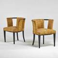 James mont 1904  1974 pair of upholstered armchairs usa 1960s cerused oak brass tacks unmarked 30 x 26 x 23