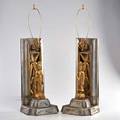 James mont pair of figural table lamps new york 1960s silvered and gilt wood unmarked to finial 33 x 10 x 9