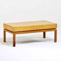 Tommi parzinger charak modern coffee table usa 1950s embossed leather bleached mahogany unmarked 17 12 x 44 x 22