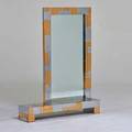Style of paul evans mirrorconsole usa 1970s chromed steel brass mirror unmarked 46 x 36 x 8