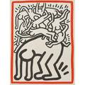 Keith haring american 19581990 lithograph fight aids worldwide 1990 printer emiliano sorini studio published by world federation of united nations associations 11 x 8 14 sheet