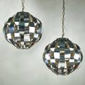 Lightolier pair of pendant lights usa 1970s chromed steel enameled metal both unmarked fixture 18 12 x 13 12