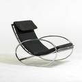 Selig zbar style rocking chair usa 1970s chromed steel upholstery unmarked 33 x 27 12 x 45