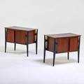 Italian pair of side tables ca 1950s mahogany ebonized wood unmarked 21 12 x 25 12 x 13 12