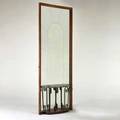Style of osvaldo borsani towering hall mirror and console 1950s walnut etched mirrored glass iron marble unmarked mirror 124 12 x 48 x 16