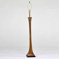 Maison jansen attr floor lamp on wood base france 1960s patinated brass unmarked to finial 67 x 10 sq