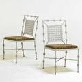 Woodard style pair of side chairs usa 1960s cast aluminum upholstery 33 12 x 18 x 22