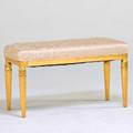 Robert j scott attr bench usa 1980s silk upholstery gilt wood legs unmarked 21 x 37 x 16