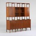 Lane cabinet with hutch altavista va 1960s walnut chromed metal branded 78 x 72 x 18