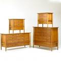 John stuart bedroom set tall dresser long dresser pair of nightstands usa 1950s walnut brass brass labels tall dresser 43 x 51 x 20 long dresser 31 12 x 60 x 20