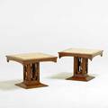 Designer side tables usa 1960s walnut capiz shells unmarked 16 12 x 21 sq