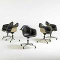 Charles ray eames herman miller five armchairs zeeland mi 1960s vinyl plastic reinforced fiberglass enameled steel aluminum casters raised signatures 33 12 x 25 x 24