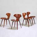 George mulhauser plycraft four bent plywood side chairs lawrence ma 1950s walnut unmarked 29 x 18 x 19