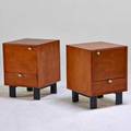 George nelson herman miller pair of nightstands zeeland mi 1950s teak chromed steel ebonized wood unmarked 24 12 x 18 x 18 12