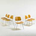 Charles  ray eames herman miller set of six dining chairs dcms zeeland mi 1990s chromed steel ash acrylic foil labels chairs 29 34 x 19 12 x 21 12
